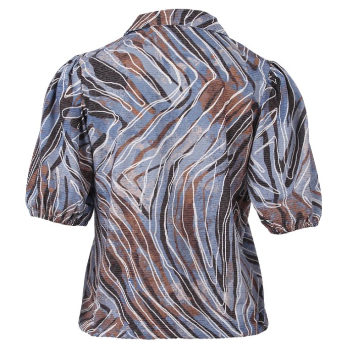 Enjoy Blouson pofmouw kraag Blauw bruin